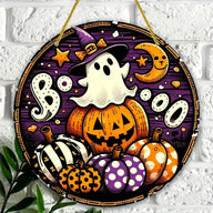 Halloween Wooden Wall Hanging - 8" Witch Moon Decor- Porch Sign for Spooky Season
