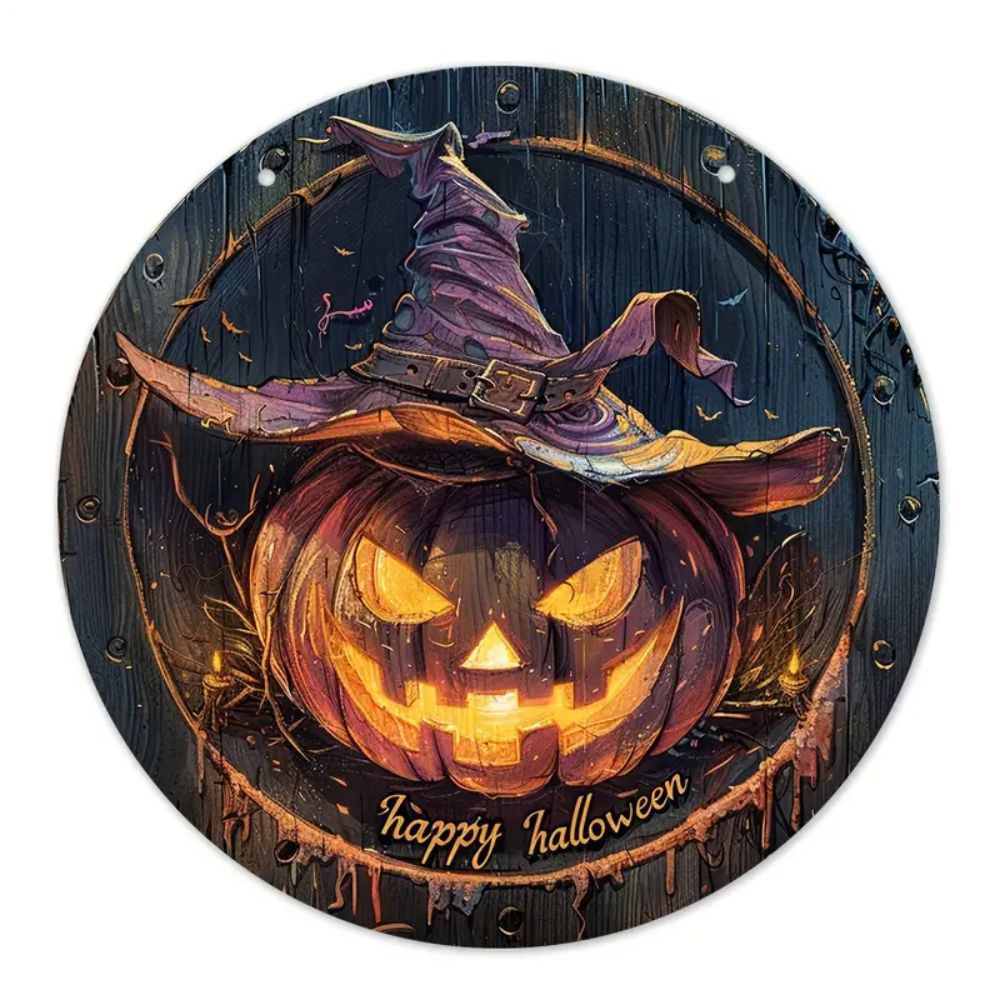 Halloween Wooden Wall Hanging - 8" Witch Moon Decor- Porch Sign for Spooky Season