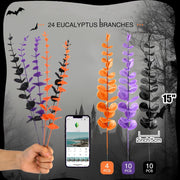 12 Inch Artificial Eucalyptus Stems 12 Pcs Black Purple Orange Halloween Decor