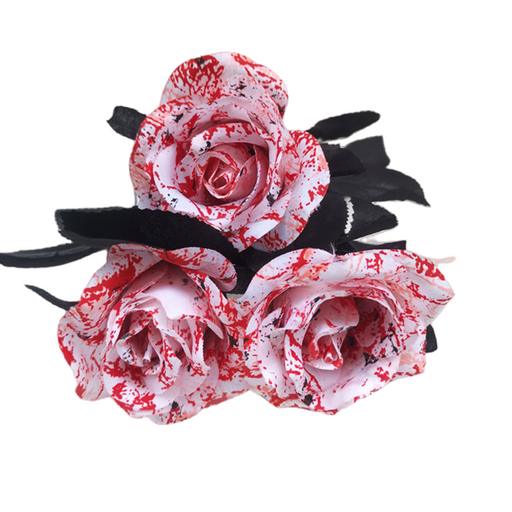 3 Pcs 14 Inch Artificial Rose Stems Halloween Blood Style Silk Flowers Bulk