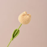 Hand-Crocheted Artificial Tulips - Silk Flower Bouquet (Set of 5) | 16.5" Length