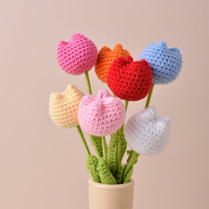 Event Table Decor Hand-Crocheted Tulip Stems, 15.7in Tall, Multiple Colors Available