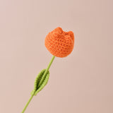 Hand-Crocheted Artificial Tulips - Silk Flower Bouquet (Set of 5) | 16.5" Length