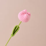Hand-Crocheted Artificial Tulips - Silk Flower Bouquet (Set of 5) | 16.5" Length