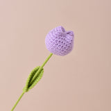 Hand-Crocheted Artificial Tulips - Silk Flower Bouquet (Set of 5) | 16.5" Length