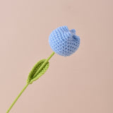 Hand-Crocheted Artificial Tulips - Silk Flower Bouquet (Set of 5) | 16.5" Length