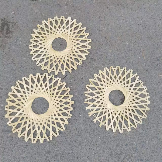 Handmade Bamboo Wall Art - Round Woven Decor, 7.87"Dia, 1.97" Inner Hole