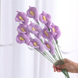 Handmade Crochet Calla Lily Flowers - Set of 10, 16.93 Inch Knitted Faux Flowers for Home Decor, Tabletop & Living Room