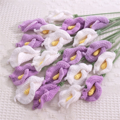 Handmade Crochet Calla Lily Flowers - Set of 10, 16.93 Inch Knitted Faux Flowers for Home Decor, Tabletop & Living Room