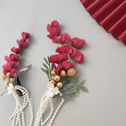 2 Pcs Wedding Flower Hair Clips Rhinestone Bridal Handmade Accessories