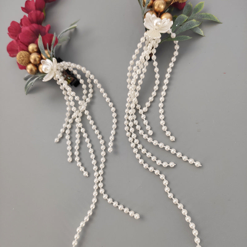 2 Pcs Wedding Flower Hair Clips Rhinestone Bridal Handmade Accessories