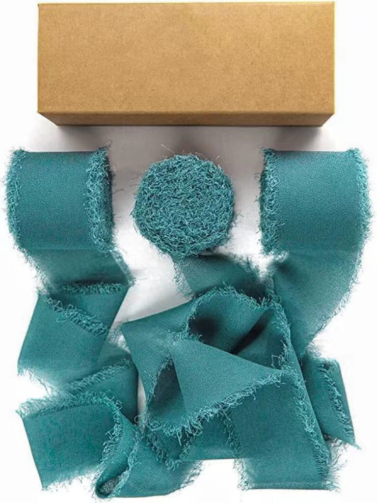 22 Colors 5.4 Yd Handmade Chiffon Silk-Like Fringe Ribbon for Wedding Party Decoration Bulk Wholesale