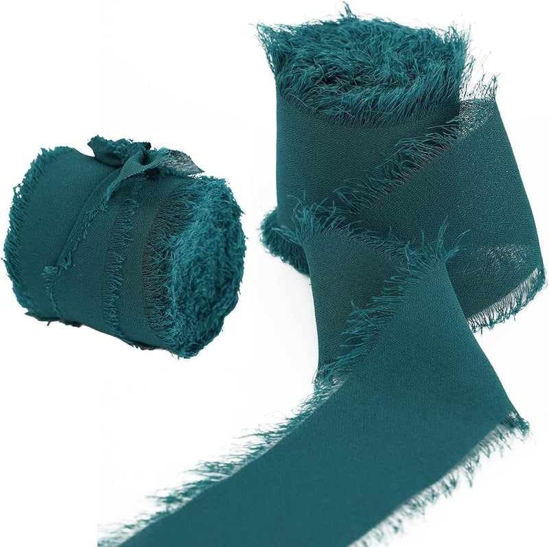 22 Colors 5.4 Yd Handmade Chiffon Silk-Like Fringe Ribbon for Wedding Party Decoration Bulk Wholesale