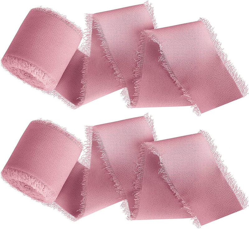 22 Colors 5.4 Yd Handmade Chiffon Silk-Like Fringe Ribbon for Wedding Party Decoration Bulk Wholesale