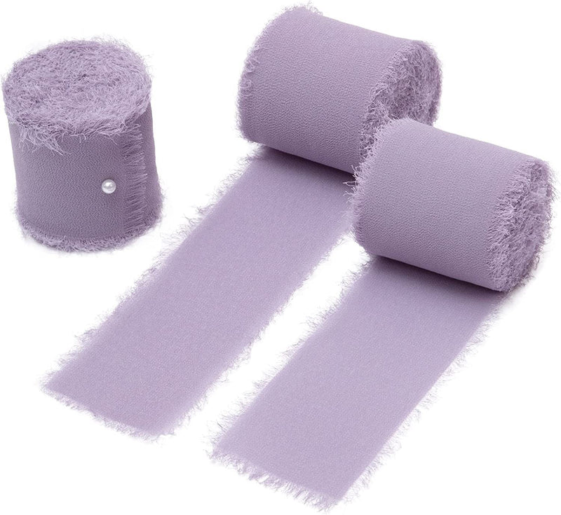 22 Colors 5.4 Yd Handmade Chiffon Silk-Like Fringe Ribbon for Wedding Party Decoration Bulk Wholesale