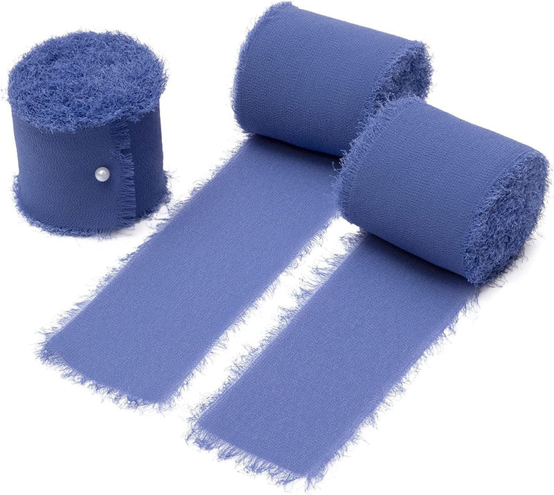 22 Colors 5.4 Yd Handmade Chiffon Silk-Like Fringe Ribbon for Wedding Party Decoration Bulk Wholesale