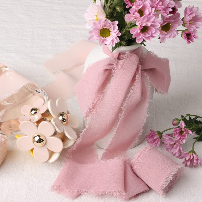 22 Colors 5.4 Yd Handmade Chiffon Silk-Like Fringe Ribbon for Wedding Party Decoration Bulk Wholesale
