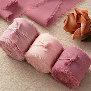 3 Pcs Handmade Fringe Chiffon Ribbon 5.4 Yd Mixed Colors Smooth Fabric for Wedding Party Decoration