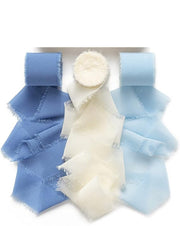 3 Pcs Handmade Fringe Chiffon Ribbon 5.4 Yd Mixed Colors Smooth Fabric for Wedding Party Decoration