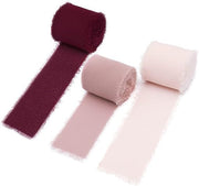 3 Pcs Handmade Fringe Chiffon Ribbon 5.4 Yd Mixed Colors Smooth Fabric for Wedding Party Decoration