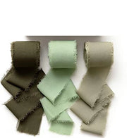 3 Pcs Handmade Fringe Chiffon Ribbon 5.4 Yd Mixed Colors Smooth Fabric for Wedding Party Decoration