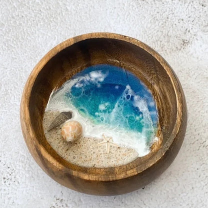 Handmade Ocean Bowl Decor - Mini Beach Microcosm Desk & Home Accent