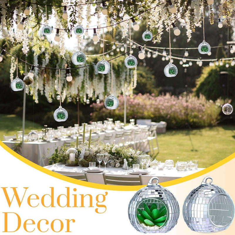 Hanging Disco Ball Vase for Crafts – Bulk Groovy Decorations, 1 Pc Artificial