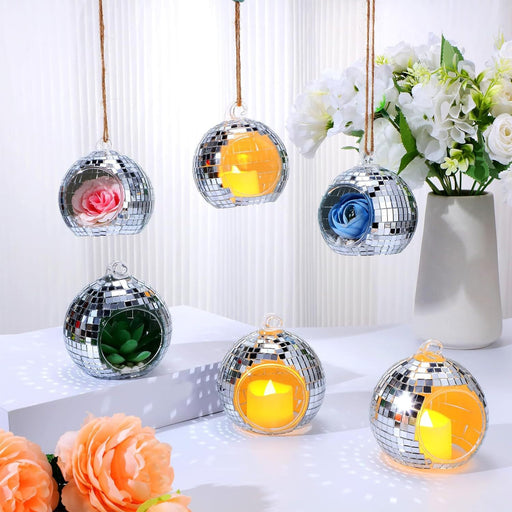Hanging Disco Ball Vase for Crafts – Bulk Groovy Decorations, 1 Pc Artificial