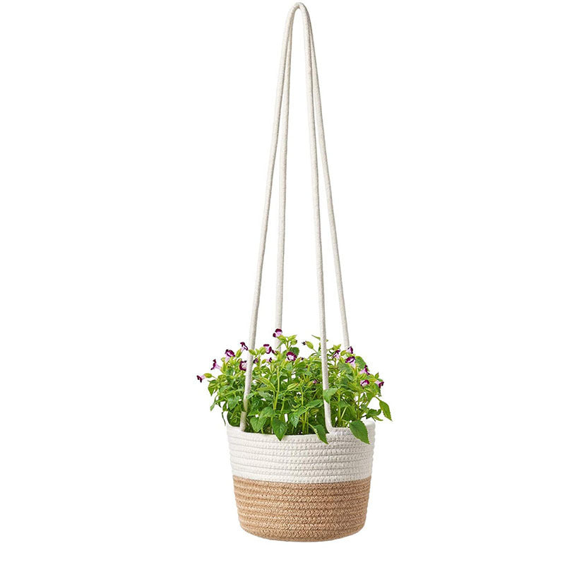 Bulk 6 Pcs Hanging Planter Baskets with Jute Rope, Woven Plant Hangers, Natural Fiber