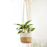 Bulk 6 Pcs Hanging Planter Baskets with Jute Rope, Woven Plant Hangers, Natural Fiber