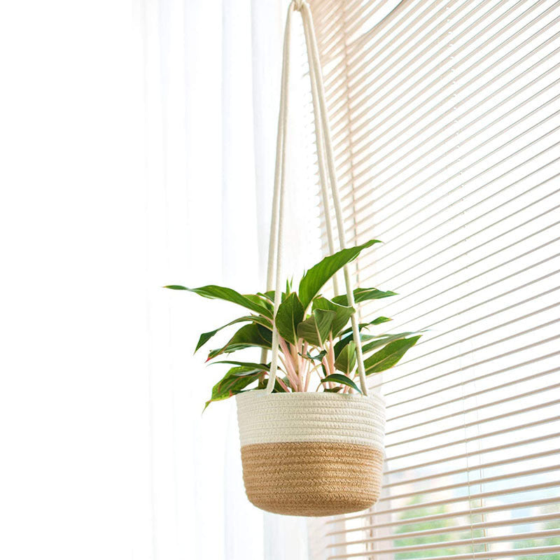 Bulk 6 Pcs Hanging Planter Baskets with Jute Rope, Woven Plant Hangers, Natural Fiber