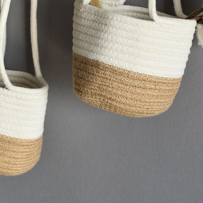Bulk 6 Pcs Hanging Planter Baskets with Jute Rope, Woven Plant Hangers, Natural Fiber