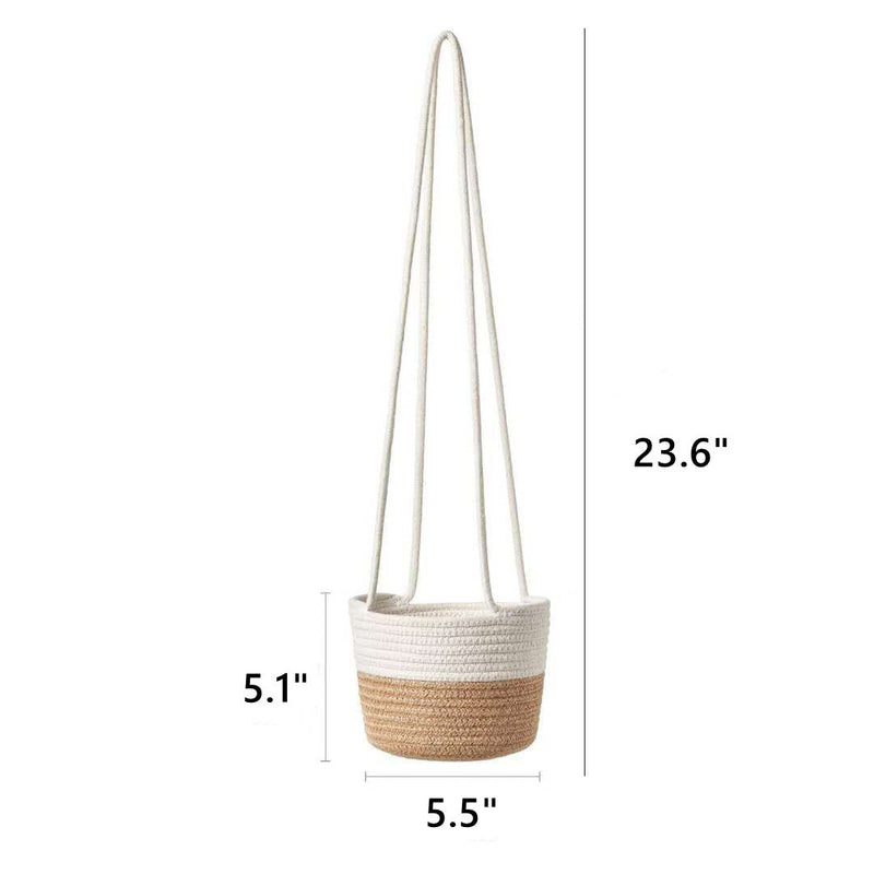 Bulk 6 Pcs Hanging Planter Baskets with Jute Rope, Woven Plant Hangers, Natural Fiber