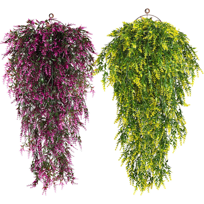 Lavender Hanging Flower Garland 6 Ft UV Resistant Artificial Plants for Outdoor Decor Bulk Pack