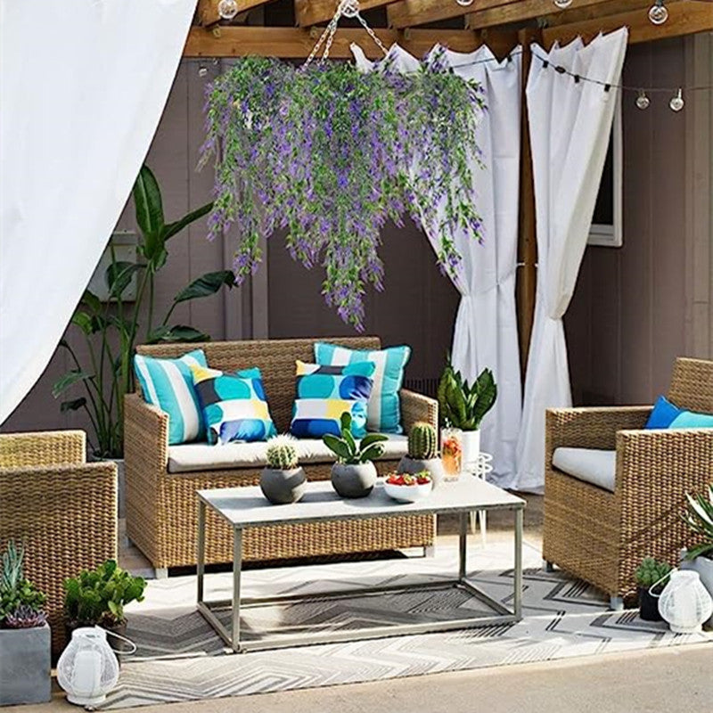 Lavender Hanging Flower Garland 6 Ft UV Resistant Artificial Plants for Outdoor Decor Bulk Pack