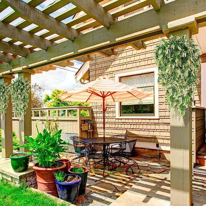 Lavender Hanging Flower Garland 6 Ft UV Resistant Artificial Plants for Outdoor Decor Bulk Pack