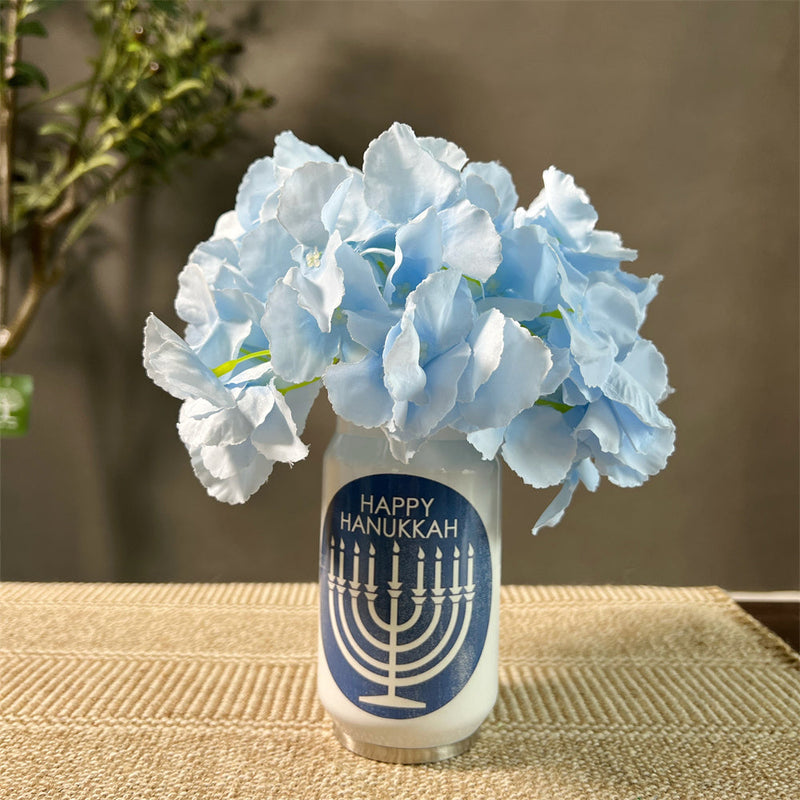 Hanukkah Mason Jar Floral Arrangement Bulk Table Centerpiece Artificial Flowers