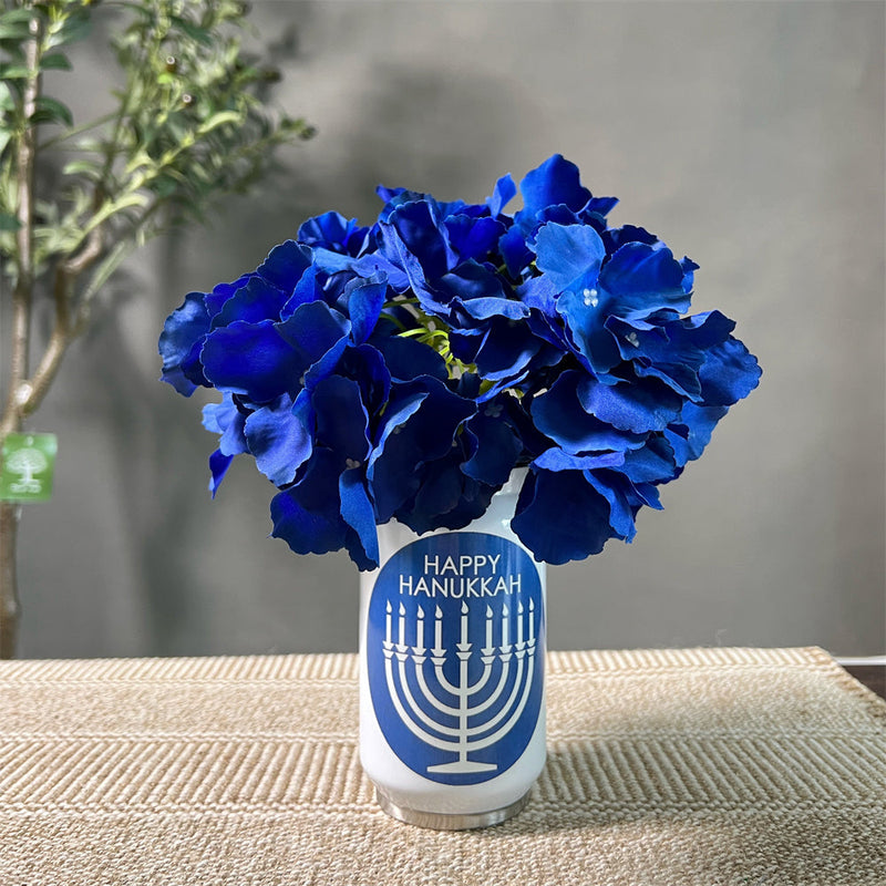 Hanukkah Mason Jar Floral Arrangement Bulk Table Centerpiece Artificial Flowers