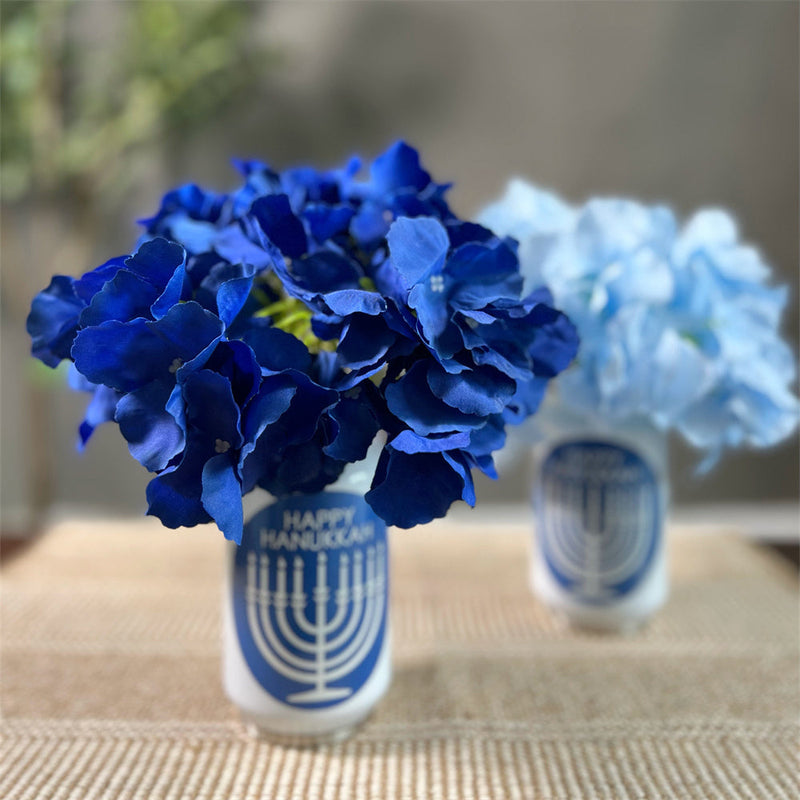 Hanukkah Mason Jar Floral Arrangement Bulk Table Centerpiece Artificial Flowers