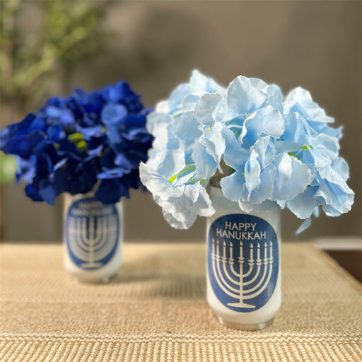 Hanukkah Mason Jar Floral Arrangement Bulk Table Centerpiece Artificial Flowers