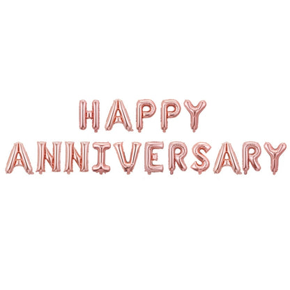 Happy Anniversary Foil Balloon Set - 16 Inch Anniversary Decorations (Gold, Silver, Rose Gold)