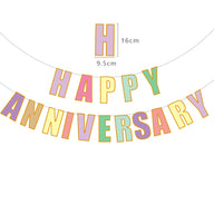 Happy Anniversary Gold Foil Paper Banner - Wedding & Anniversary Party Decorations