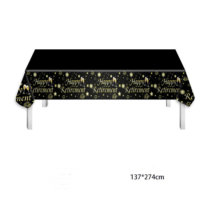 Happy Retirement Gold Theme 9-Piece Disposable Party Set - Plates, Cups, Napkins & Tablecloth