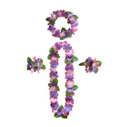 4 Pcs Hawaiian Artificial Flower Leis Necklaces Headbands Wristbands for Beach Party