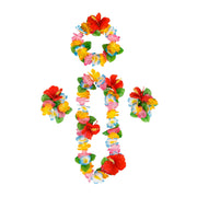 4 Pcs Hawaiian Artificial Flower Leis Necklaces Headbands Wristbands for Beach Party