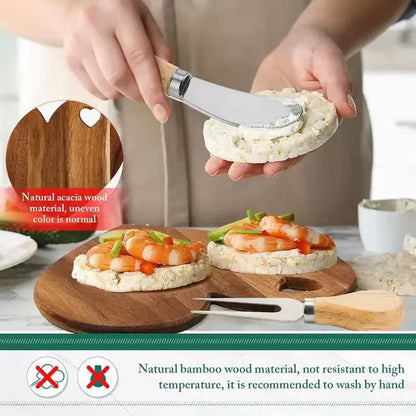 Heart-Shaped Wooden Cheese Board Set with Knife & Fork - 11.81×11.81×0.79 Inch Serving Platter for Cheese, Fruits & Charcuterie