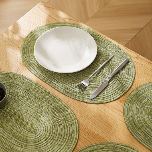 Heat-Resistant Waterproof Oval Placemats - 15.7"x11.8" Simple Style for Dining Table, Cups, Plates & Pans