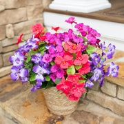 Hibiscus Bush Artificial Flowers 10 Pcs UV Resistant Outdoor Faux Silk Plants