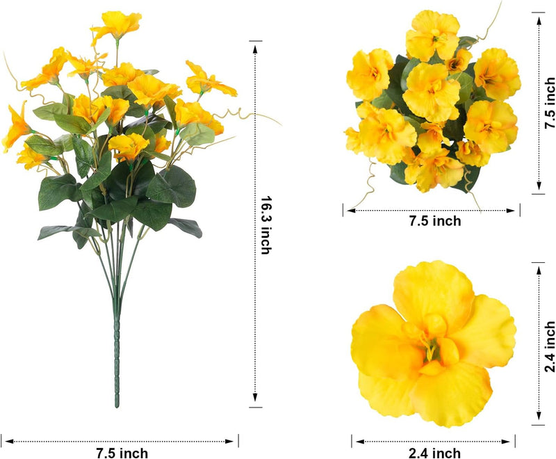 Hibiscus Bush Artificial Flowers 10 Pcs UV Resistant Outdoor Faux Silk Plants