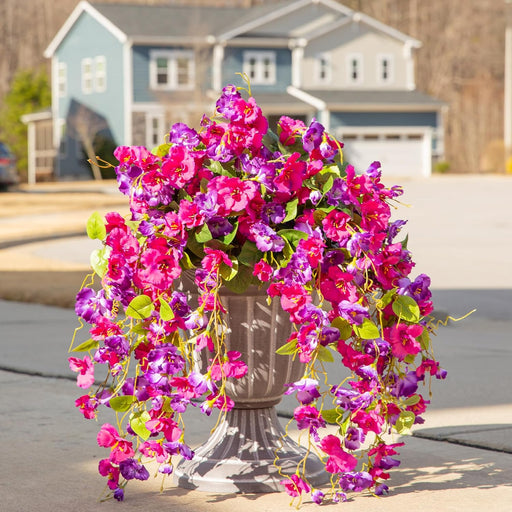 2 Pcs Artificial Hibiscus Weeping Hanging Flowers UV Resistant for Outdoors